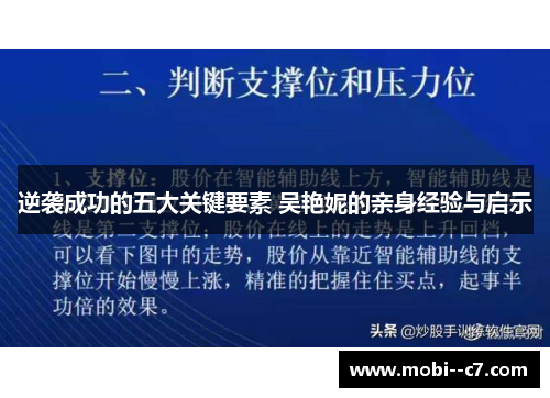 逆袭成功的五大关键要素 吴艳妮的亲身经验与启示